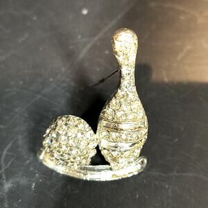1114.  Bowling Pin and Ball Brooch Vintage